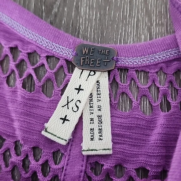 We the Free People Crochet Open Mesh High Low High Neck Tank Top XS - Picture 5 of 7